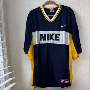 Men’s Nike Navy and Yellow Sports Jersey & Tear-Away Pants Track Suit Set Size